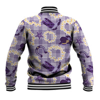 Aloha Hawaii Paniolo Lavender Palaka Baseball Jacket Coastal Rodeo - Polynesian Pride