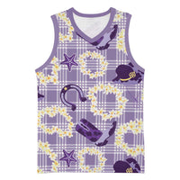 Aloha Hawaii Paniolo Lavender Palaka Basketball Jersey Coastal Rodeo - Polynesian Pride