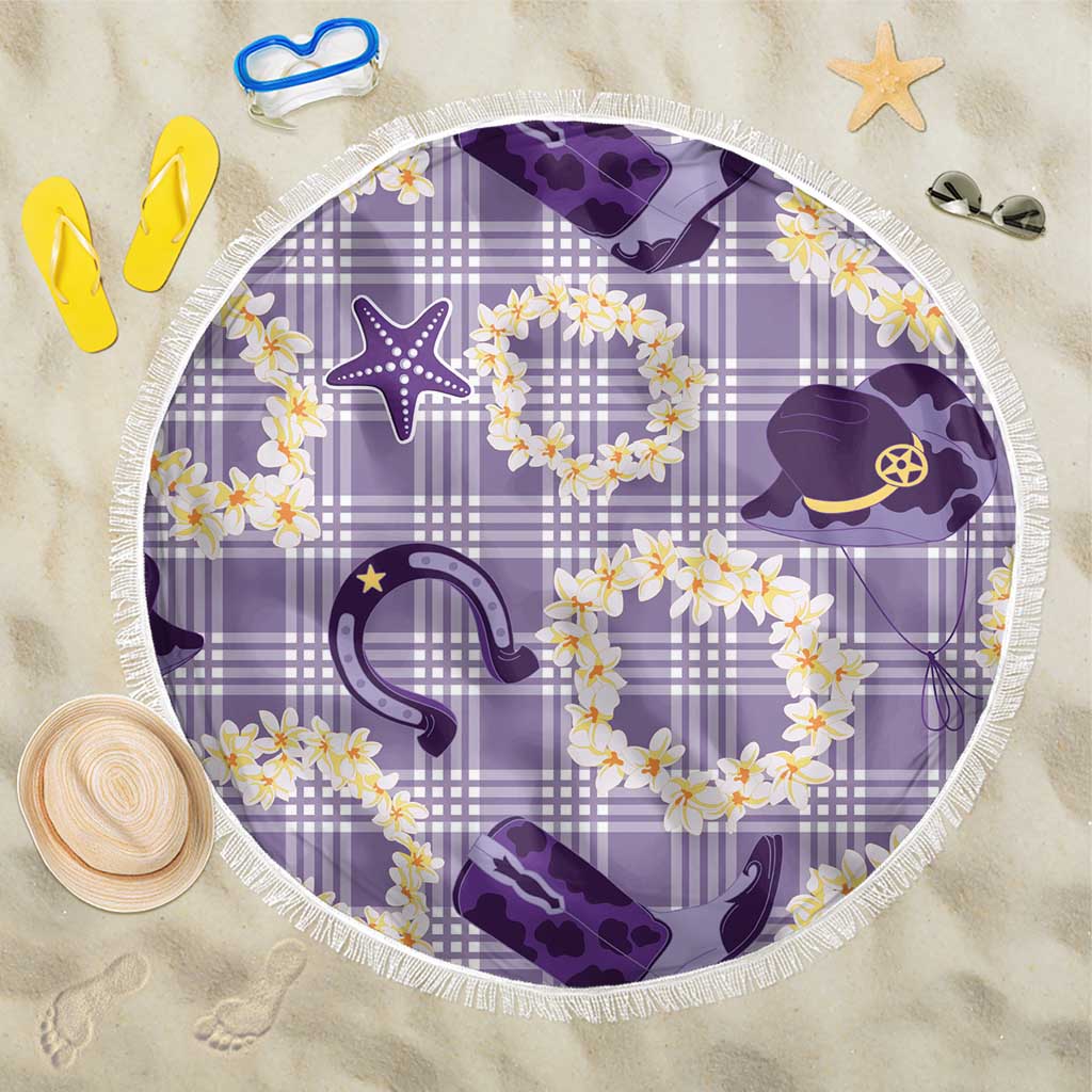 Aloha Hawaii Paniolo Lavender Palaka Beach Blanket Coastal Rodeo - Polynesian Pride