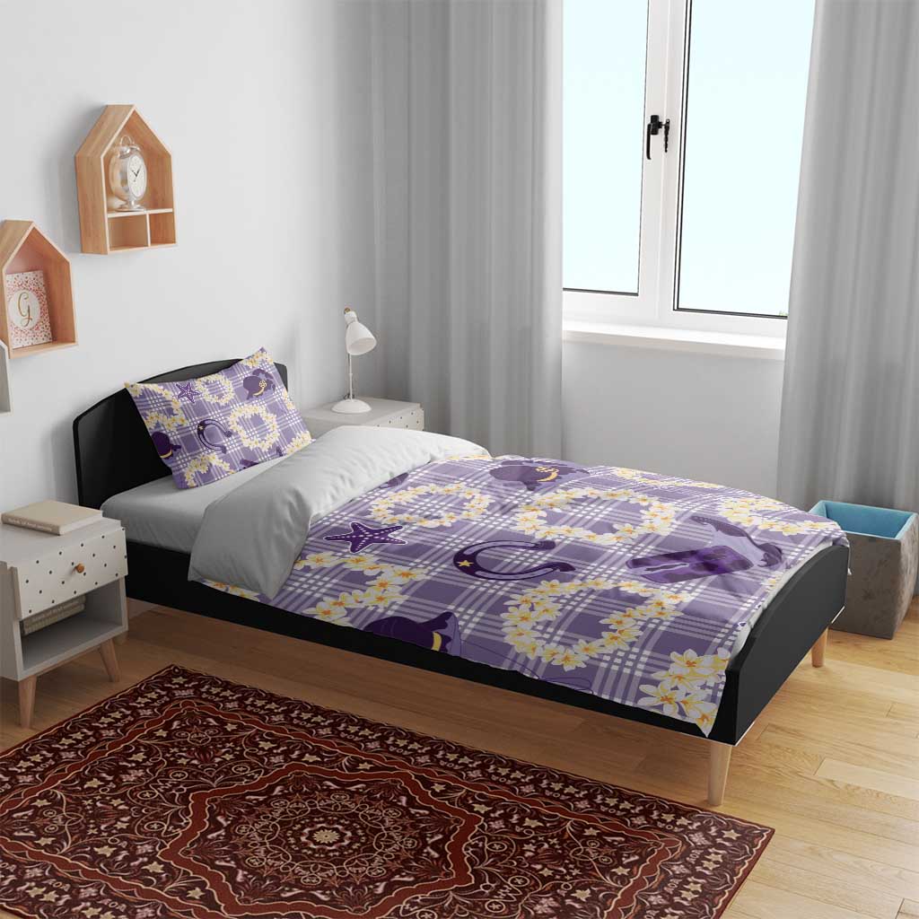 Aloha Hawaii Paniolo Lavender Palaka Bedding Set Coastal Rodeo - Polynesian Pride