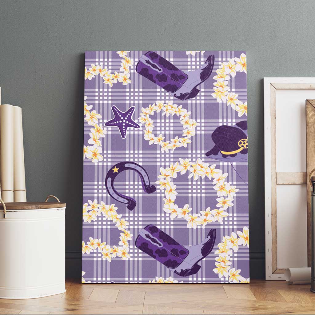 Aloha Hawaii Paniolo Lavender Palaka Canvas Wall Art Coastal Rodeo - Polynesian Pride