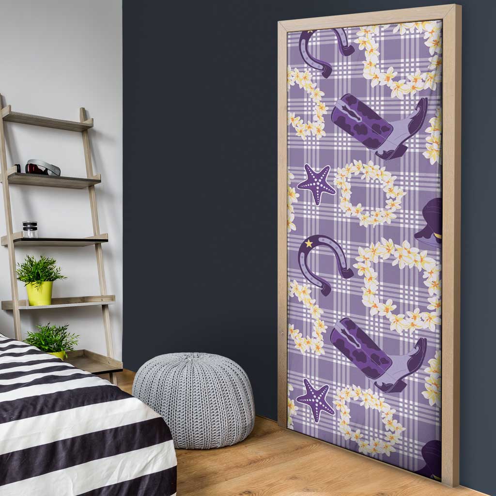 Aloha Hawaii Paniolo Lavender Palaka Door Cover Coastal Rodeo - Polynesian Pride