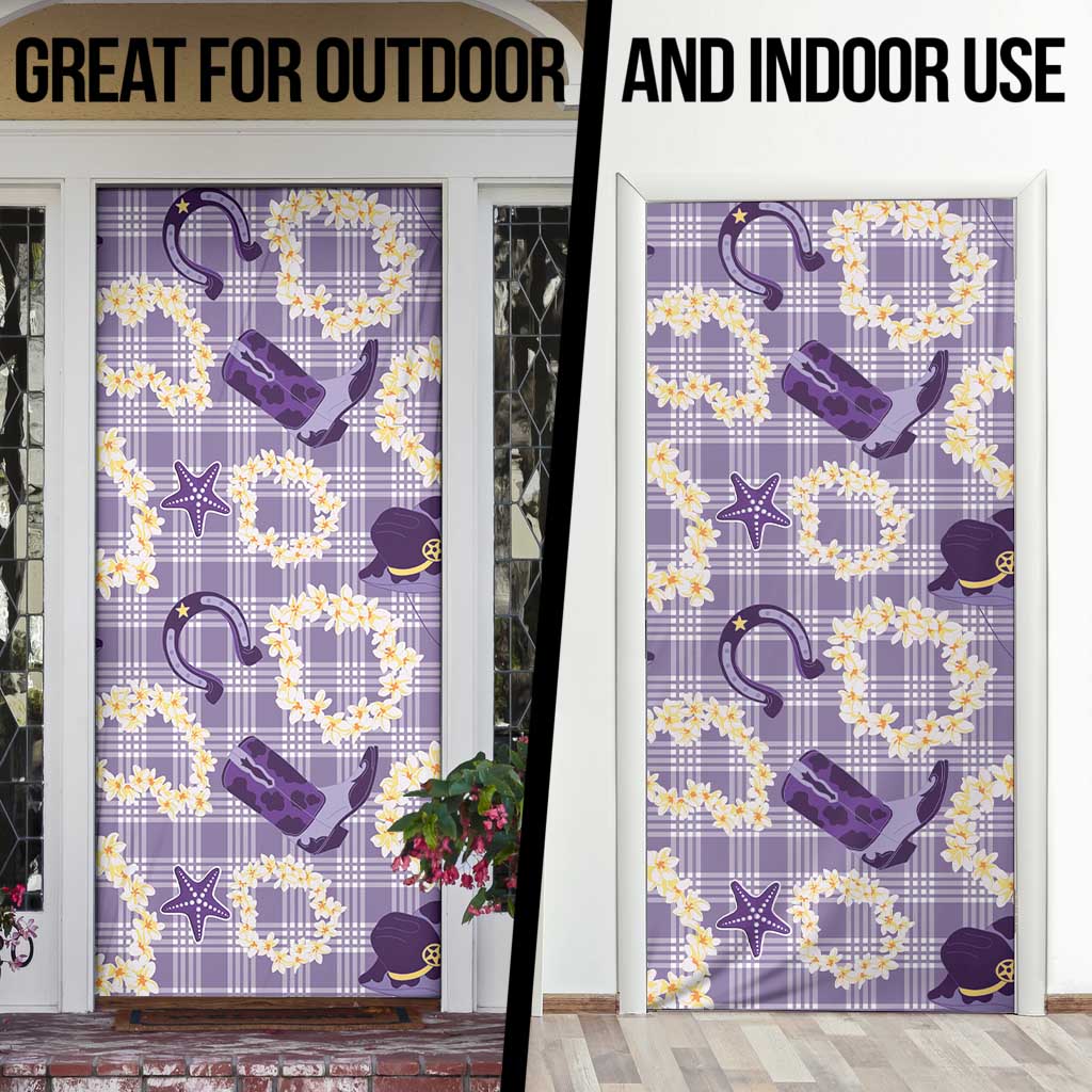 Aloha Hawaii Paniolo Lavender Palaka Door Cover Coastal Rodeo - Polynesian Pride