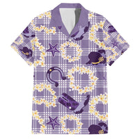 Aloha Hawaii Paniolo Lavender Palaka Family Matching Long Sleeve Bodycon Dress and Hawaiian Shirt Coastal Rodeo LT7 Dad's Shirt - Short Sleeve Lavender - Polynesian Pride
