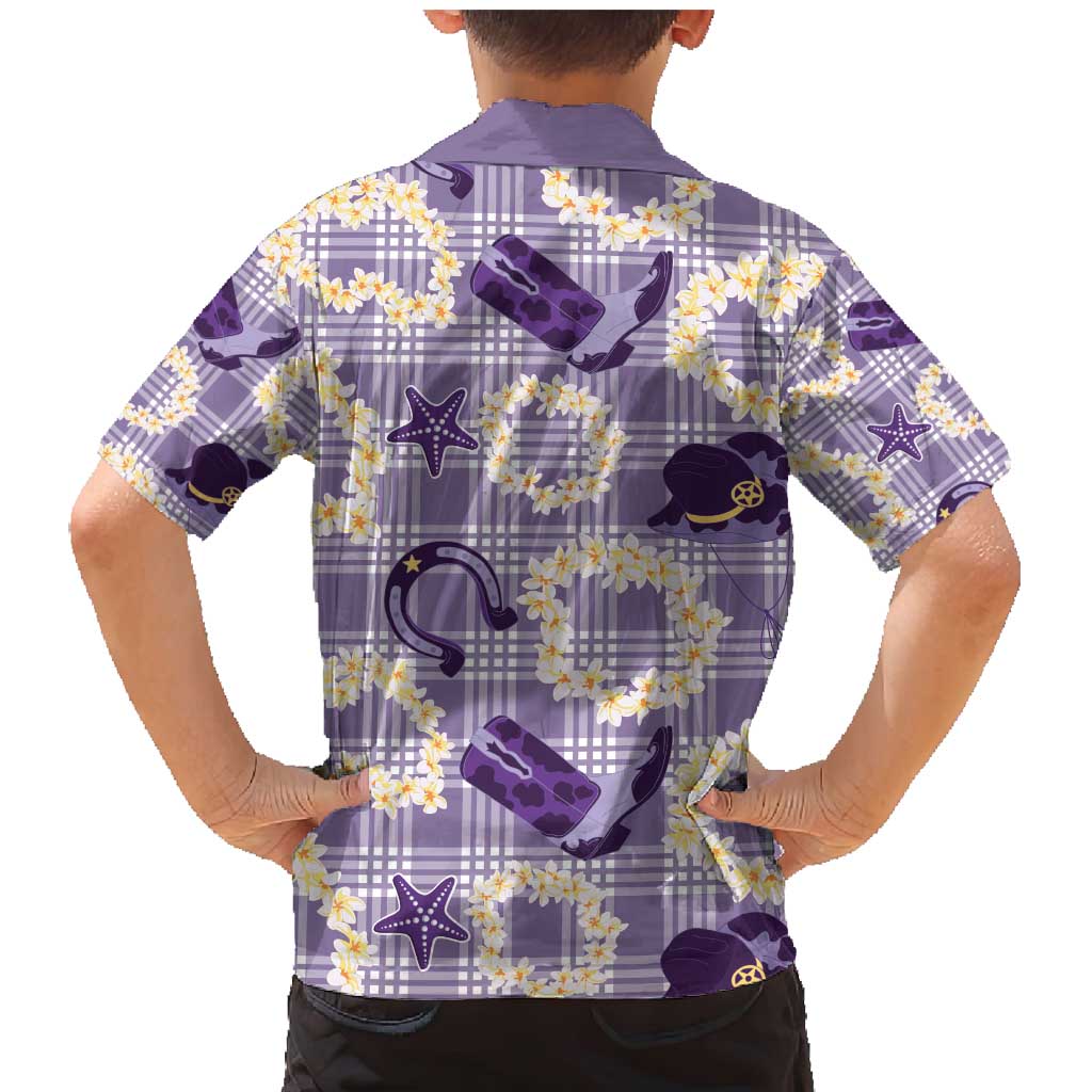 Aloha Hawaii Paniolo Lavender Palaka Family Matching Mermaid Dress and Hawaiian Shirt Coastal Rodeo LT7 - Polynesian Pride