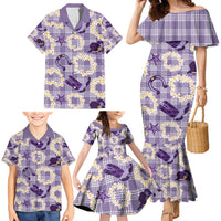 Aloha Hawaii Paniolo Lavender Palaka Family Matching Mermaid Dress and Hawaiian Shirt Coastal Rodeo LT7 - Polynesian Pride