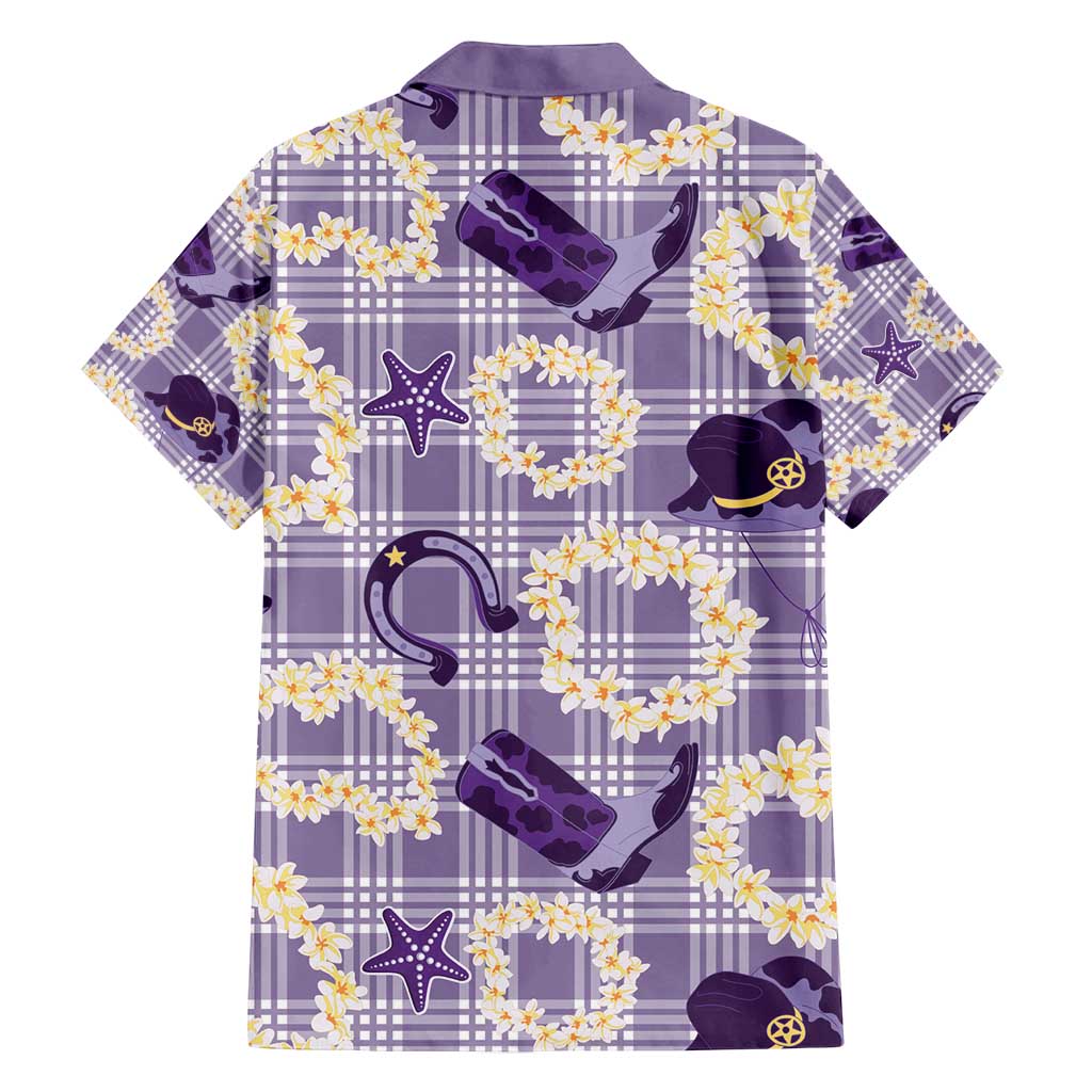 Aloha Hawaii Paniolo Lavender Palaka Family Matching Puletasi and Hawaiian Shirt Coastal Rodeo - Polynesian Pride