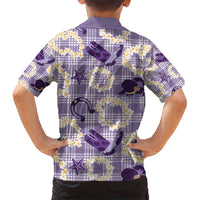 Aloha Hawaii Paniolo Lavender Palaka Family Matching Short Sleeve Bodycon Dress and Hawaiian Shirt Coastal Rodeo LT7 - Polynesian Pride