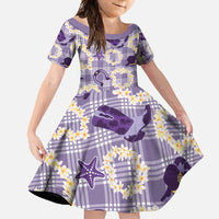 Aloha Hawaii Paniolo Lavender Palaka Family Matching Summer Maxi Dress and Hawaiian Shirt Coastal Rodeo LT7 Daughter's Dress Lavender - Polynesian Pride