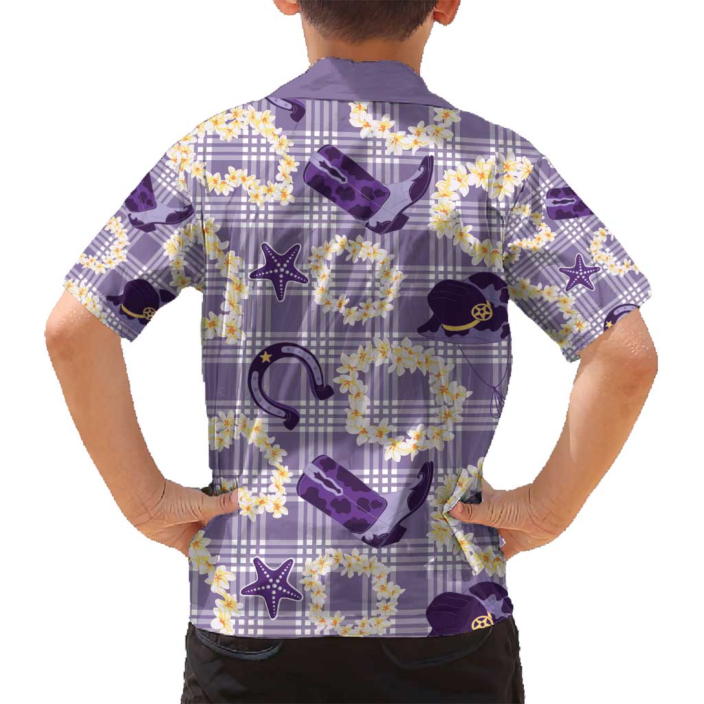 Aloha Hawaii Paniolo Lavender Palaka Family Matching Tank Maxi Dress and Hawaiian Shirt Coastal Rodeo LT7 - Polynesian Pride