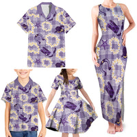Aloha Hawaii Paniolo Lavender Palaka Family Matching Tank Maxi Dress and Hawaiian Shirt Coastal Rodeo LT7 - Polynesian Pride
