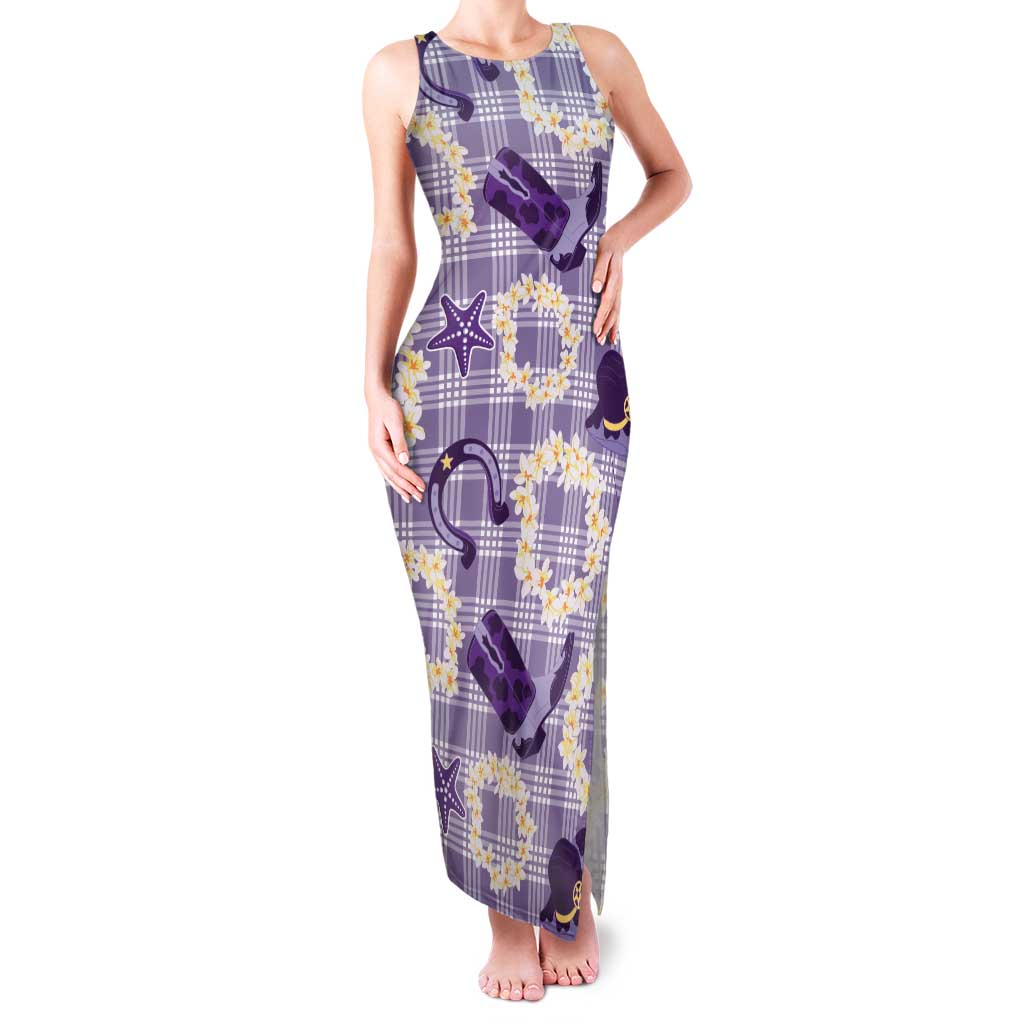 Aloha Hawaii Paniolo Lavender Palaka Family Matching Tank Maxi Dress and Hawaiian Shirt Coastal Rodeo LT7 Mom's Dress Lavender - Polynesian Pride