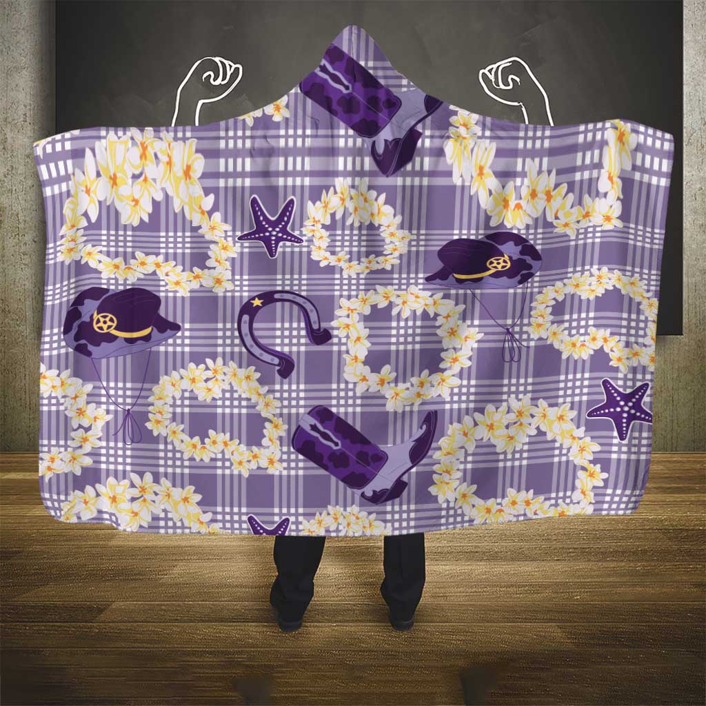 Aloha Hawaii Paniolo Lavender Palaka Hooded Blanket Coastal Rodeo - Polynesian Pride