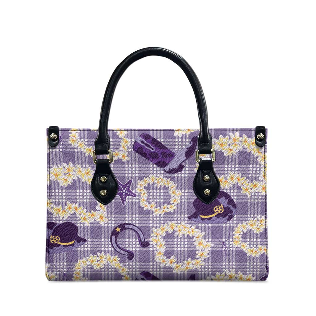 Aloha Hawaii Paniolo Lavender Palaka Leather Bag Coastal Rodeo - Polynesian Pride