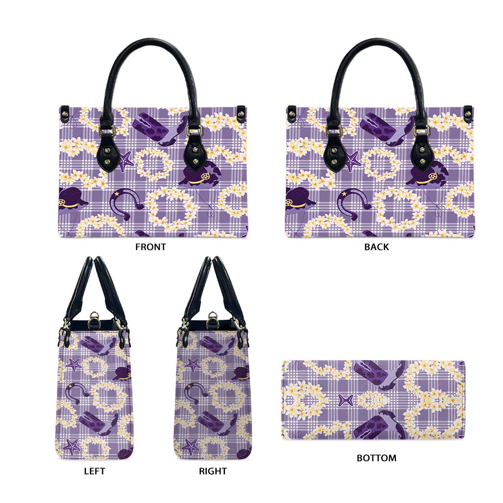 Aloha Hawaii Paniolo Lavender Palaka Leather Bag Coastal Rodeo - Polynesian Pride
