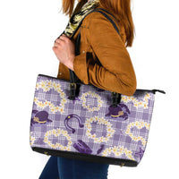 Aloha Hawaii Paniolo Lavender Palaka Leather Tote Bag Coastal Rodeo LT7 Lavender - Polynesian Pride