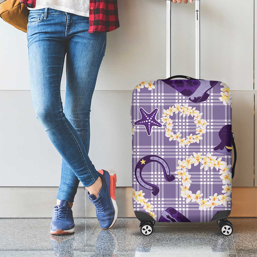 Aloha Hawaii Paniolo Lavender Palaka Luggage Cover Coastal Rodeo - Polynesian Pride