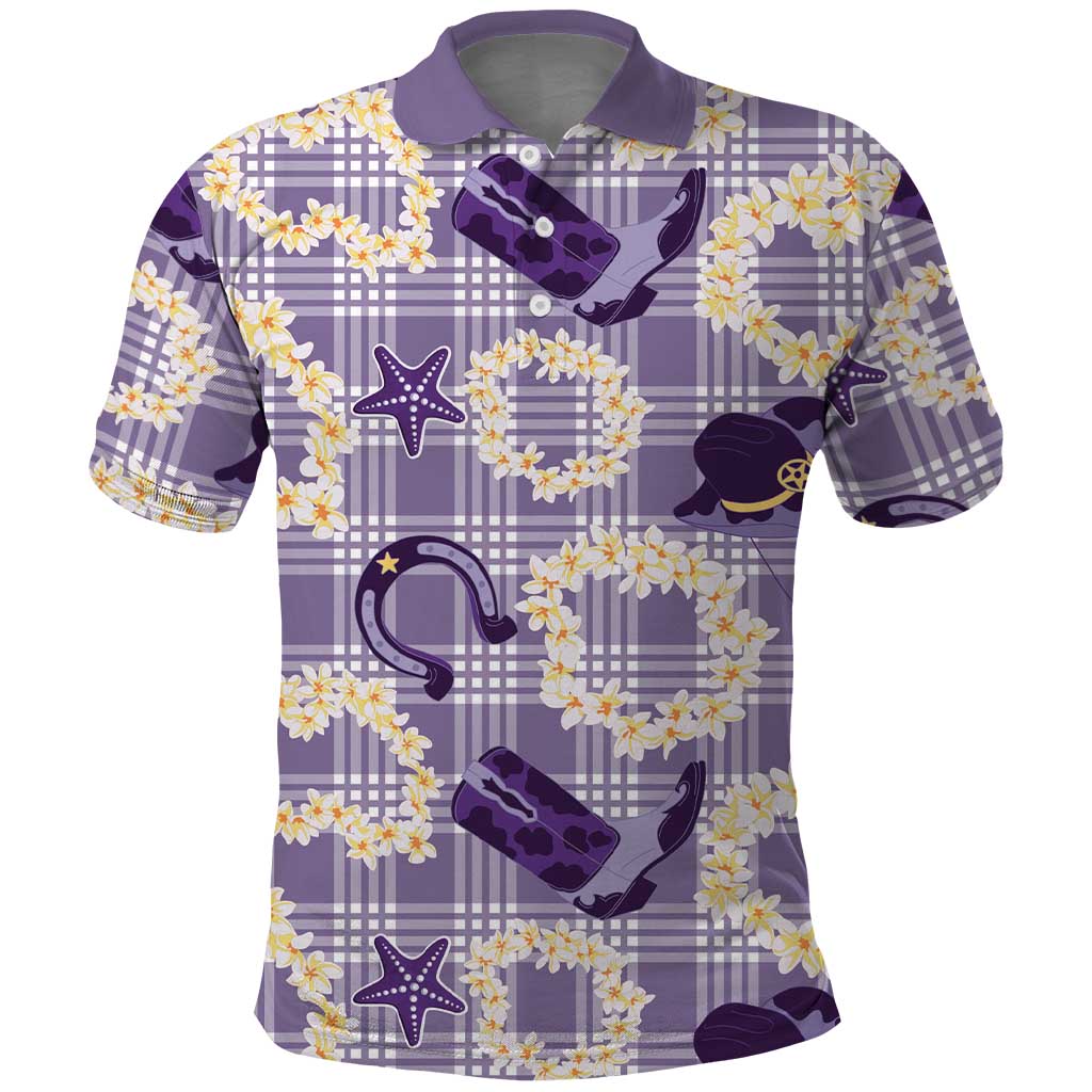 Aloha Hawaii Paniolo Lavender Palaka Polo Shirt Coastal Rodeo - Polynesian Pride