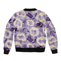 Aloha Hawaii Paniolo Lavender Palaka Sleeve Zip Bomber Jacket Coastal Rodeo - Polynesian Pride