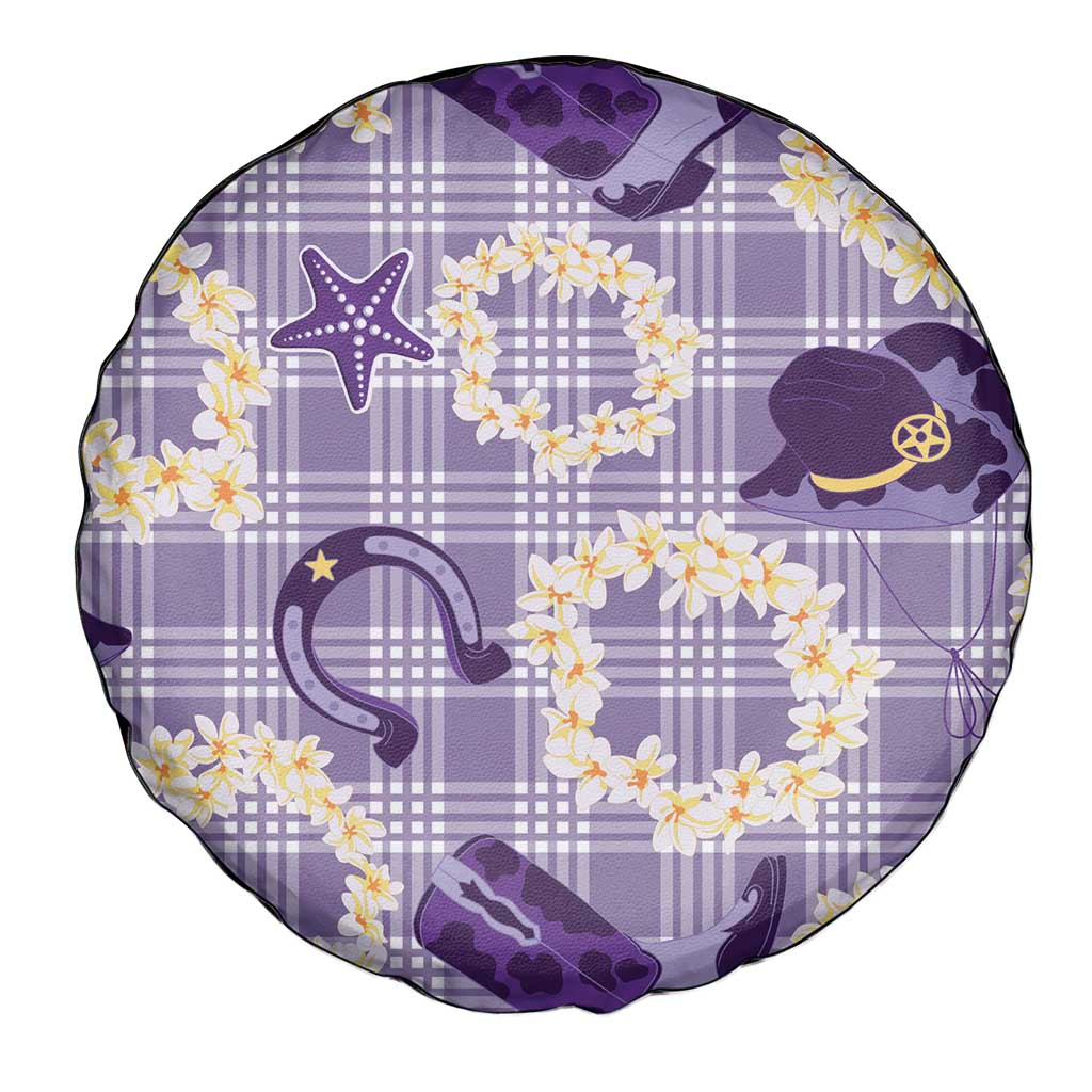 Aloha Hawaii Paniolo Lavender Palaka Spare Tire Cover Coastal Rodeo LT7 - Polynesian Pride