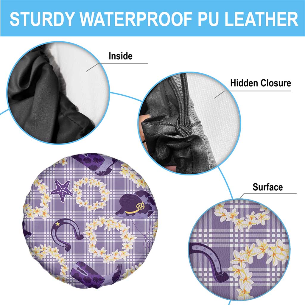 Aloha Hawaii Paniolo Lavender Palaka Spare Tire Cover Coastal Rodeo LT7 - Polynesian Pride