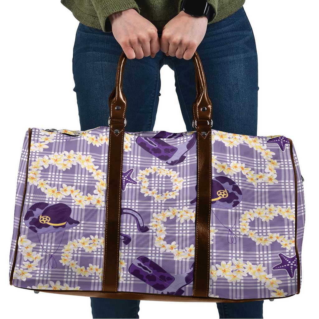 Aloha Hawaii Paniolo Lavender Palaka Travel Bag Coastal Rodeo - Polynesian Pride