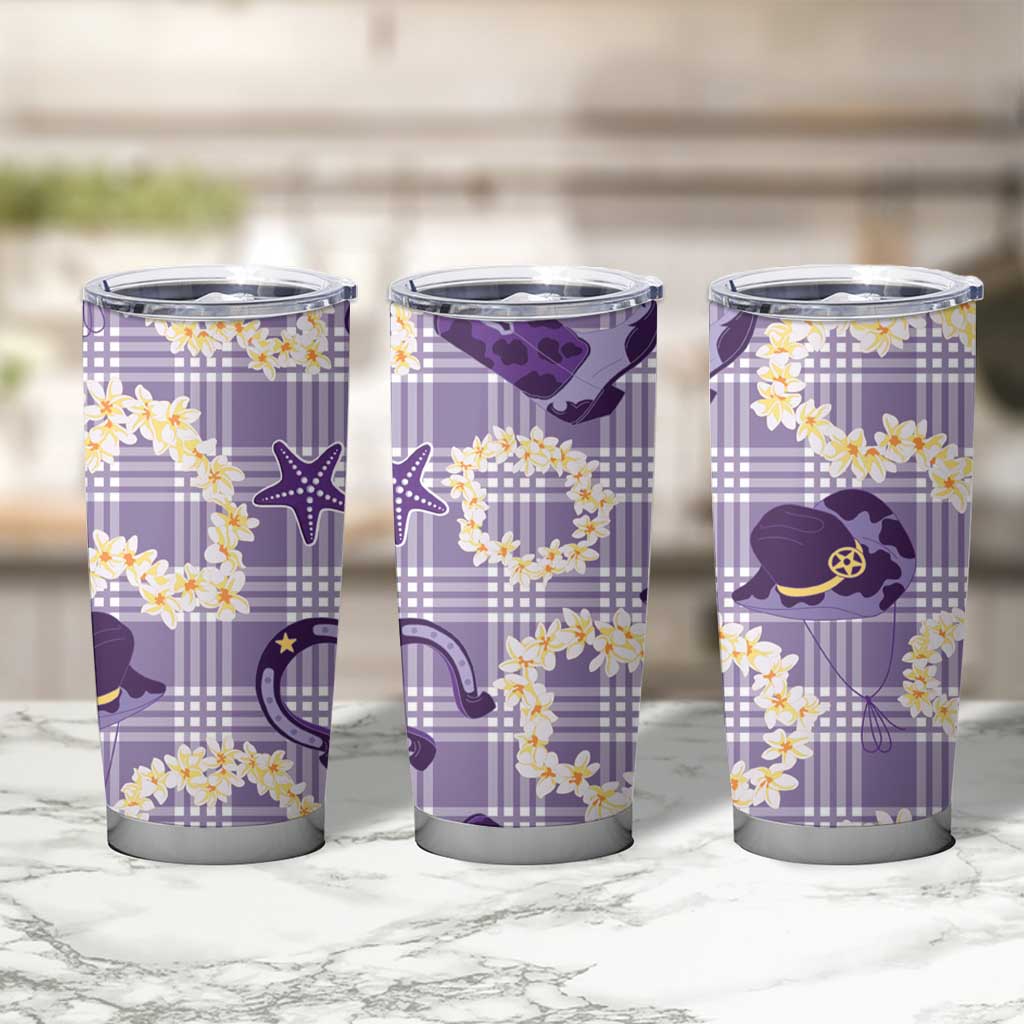 Aloha Hawaii Paniolo Lavender Palaka Tumbler Cup Coastal Rodeo - Polynesian Pride