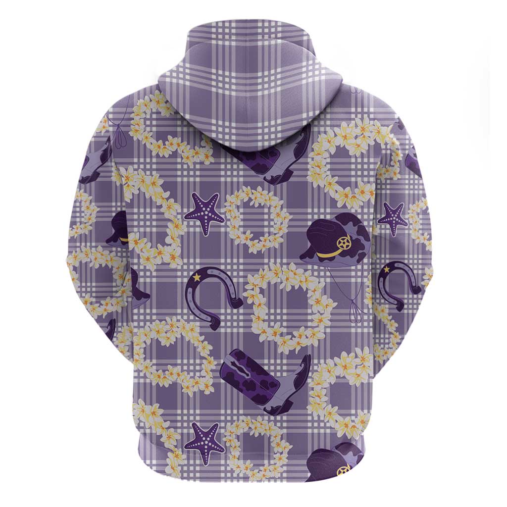 Aloha Hawaii Paniolo Lavender Palaka Zip Hoodie Coastal Rodeo - Polynesian Pride
