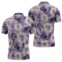 Aloha Hawaii Paniolo Lavender Palaka Zipper Polo Shirt Coastal Rodeo - Polynesian Pride