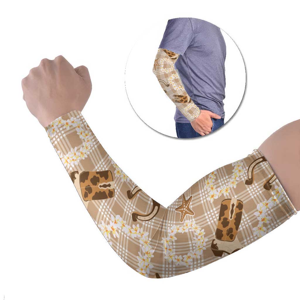 Aloha Hawaii Paniolo Khaki Palaka Arm Sleeves Coastal Rodeo - Polynesian Pride