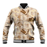 Aloha Hawaii Paniolo Khaki Palaka Baseball Jacket Coastal Rodeo - Polynesian Pride