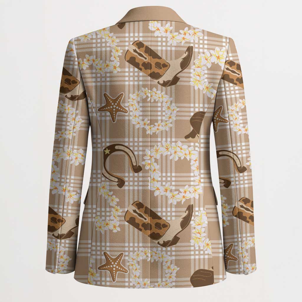 Aloha Hawaii Paniolo Khaki Palaka Blazer Coastal Rodeo - Polynesian Pride