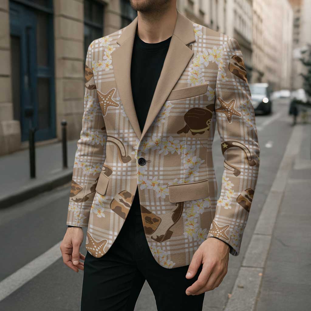 Aloha Hawaii Paniolo Khaki Palaka Blazer Coastal Rodeo - Polynesian Pride