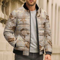 Aloha Hawaii Paniolo Khaki Palaka Bomber Puffer Jacket Coastal Rodeo - Polynesian Pride