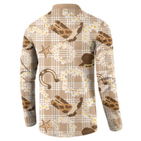 Aloha Hawaii Paniolo Khaki Palaka Button Sweatshirt Coastal Rodeo - Polynesian Pride