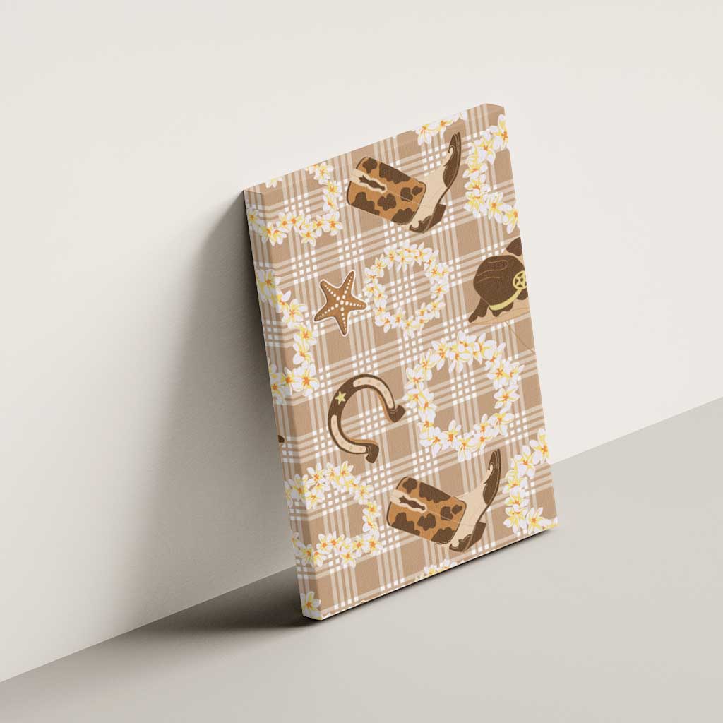 Aloha Hawaii Paniolo Khaki Palaka Canvas Wall Art Coastal Rodeo - Polynesian Pride