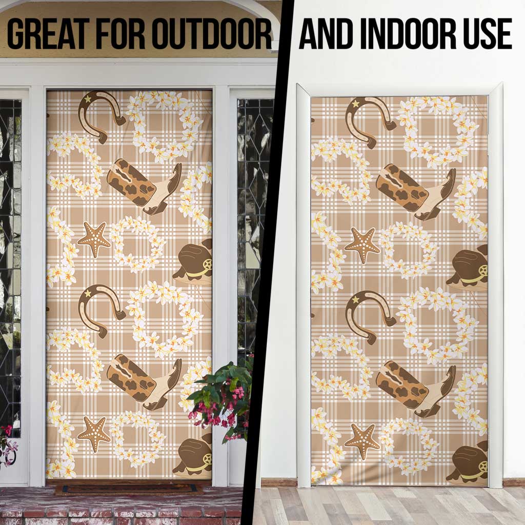 Aloha Hawaii Paniolo Khaki Palaka Door Cover Coastal Rodeo - Polynesian Pride