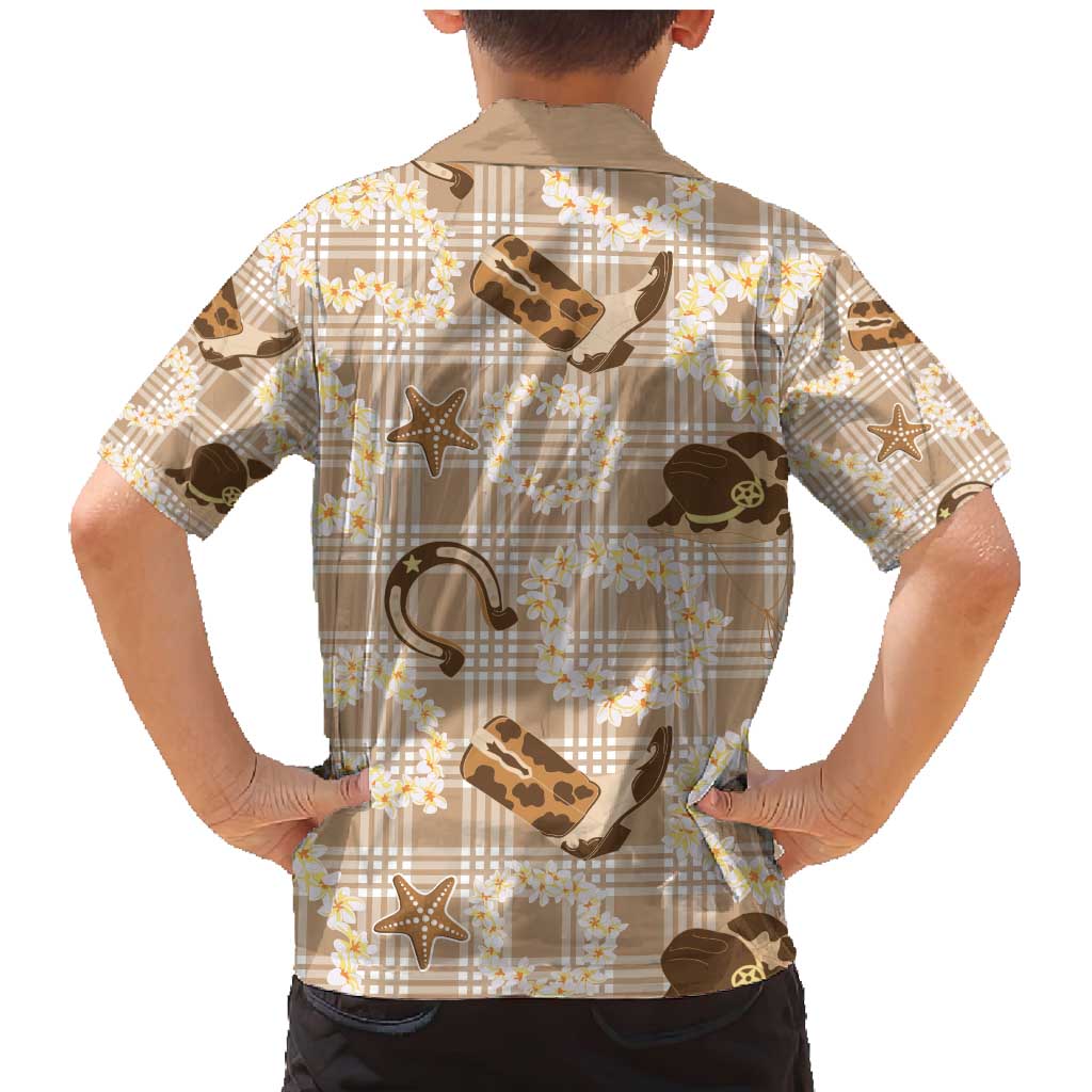 Aloha Hawaii Paniolo Khaki Palaka Family Matching Mermaid Dress and Hawaiian Shirt Coastal Rodeo LT7 - Polynesian Pride