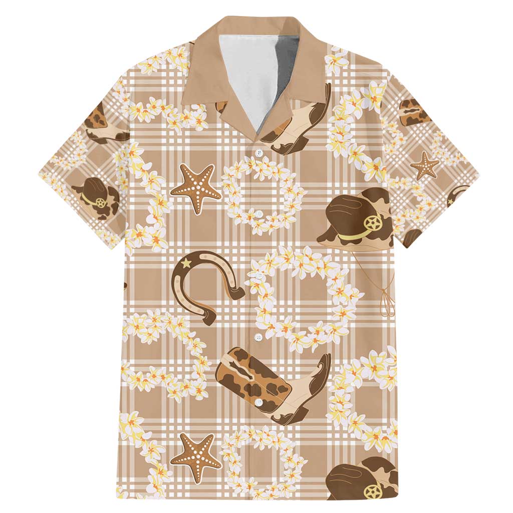 Aloha Hawaii Paniolo Khaki Palaka Family Matching Mermaid Dress and Hawaiian Shirt Coastal Rodeo LT7 Dad's Shirt - Short Sleeve Khaki - Polynesian Pride