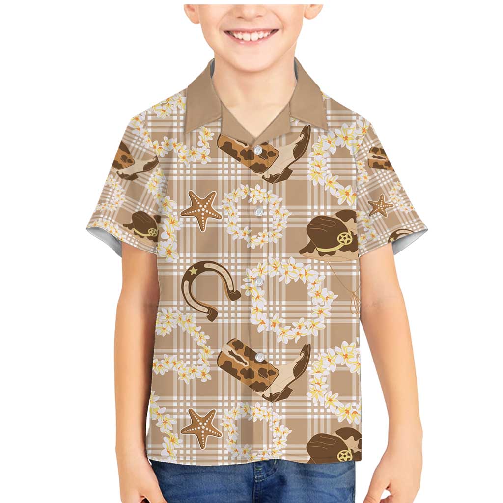 Aloha Hawaii Paniolo Khaki Palaka Family Matching Mermaid Dress and Hawaiian Shirt Coastal Rodeo LT7 Son's Shirt Khaki - Polynesian Pride