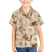 Aloha Hawaii Paniolo Khaki Palaka Family Matching Summer Maxi Dress and Hawaiian Shirt Coastal Rodeo LT7 Son's Shirt Khaki - Polynesian Pride