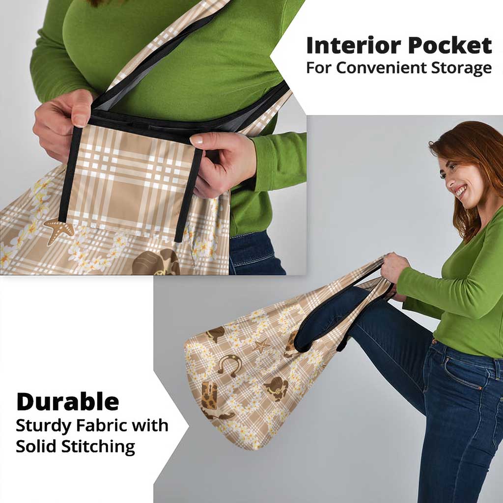 Aloha Hawaii Paniolo Khaki Palaka Grocery Bag Coastal Rodeo - Polynesian Pride