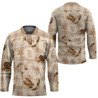 Aloha Hawaii Paniolo Khaki Palaka Hockey Jersey Coastal Rodeo - Polynesian Pride