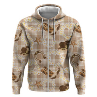 Aloha Hawaii Paniolo Khaki Palaka Hoodie Coastal Rodeo - Polynesian Pride