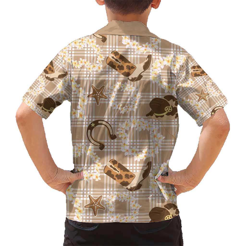 Aloha Hawaii Paniolo Khaki Palaka Kid Hawaiian Shirt Coastal Rodeo - Polynesian Pride