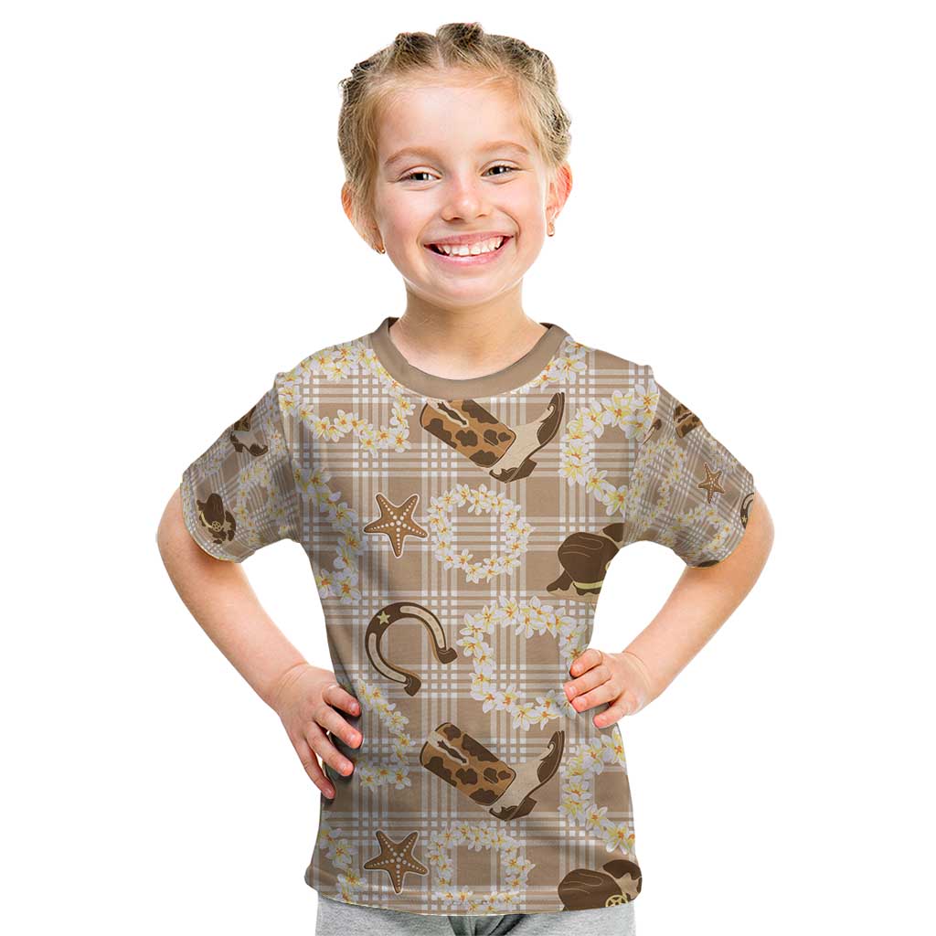 Aloha Hawaii Paniolo Khaki Palaka Kid T Shirt Coastal Rodeo - Polynesian Pride