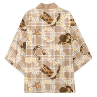 Aloha Hawaii Paniolo Khaki Palaka Kimono Coastal Rodeo - Polynesian Pride