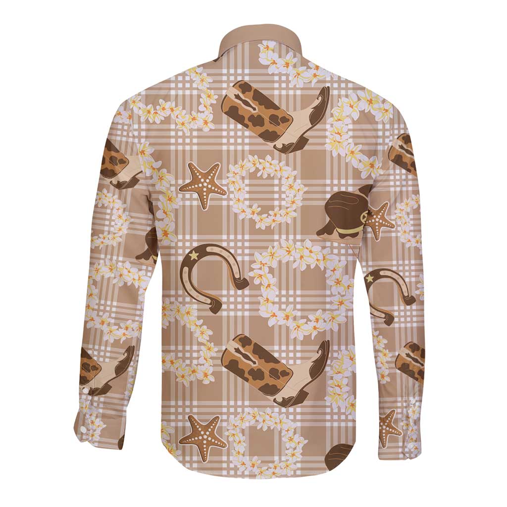Aloha Hawaii Paniolo Khaki Palaka Long Sleeve Button Shirt Coastal Rodeo - Polynesian Pride