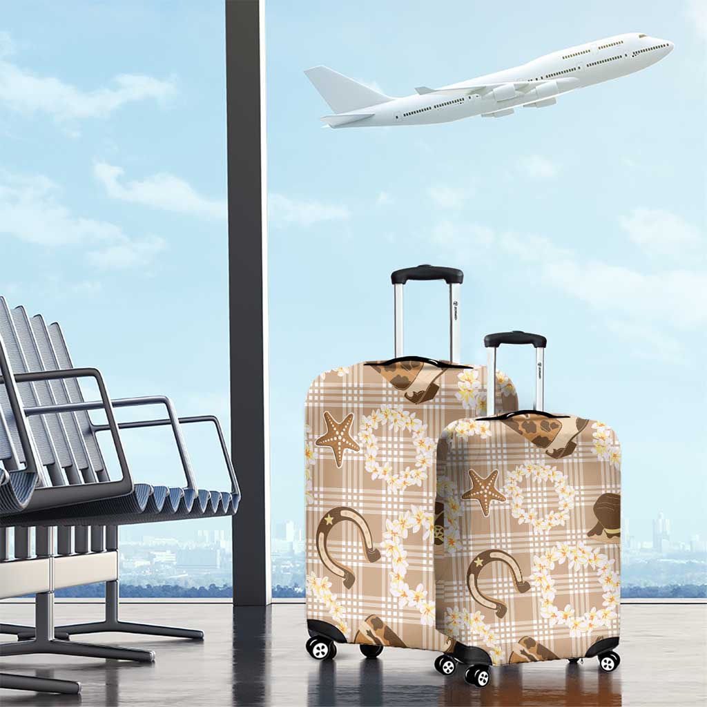 Aloha Hawaii Paniolo Khaki Palaka Luggage Cover Coastal Rodeo - Polynesian Pride