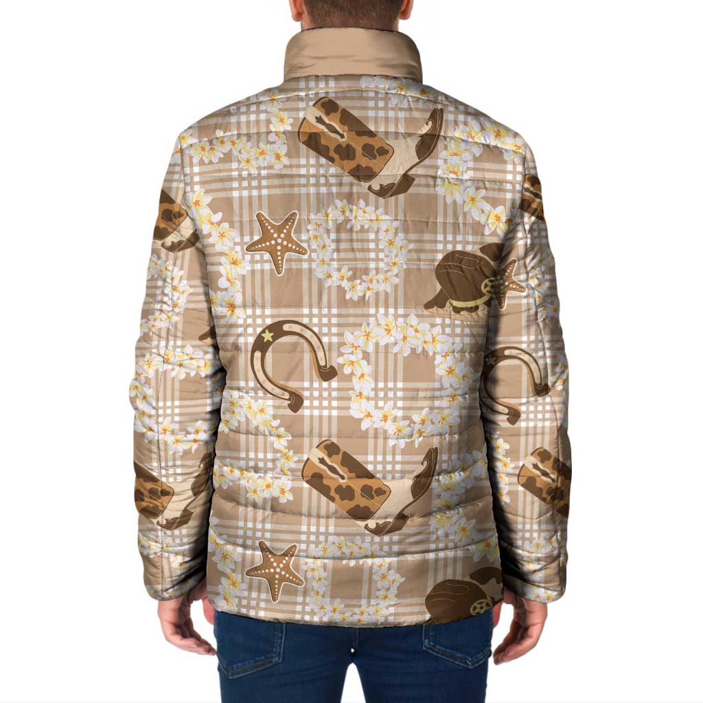 Aloha Hawaii Paniolo Khaki Palaka Padded Jacket Coastal Rodeo - Polynesian Pride